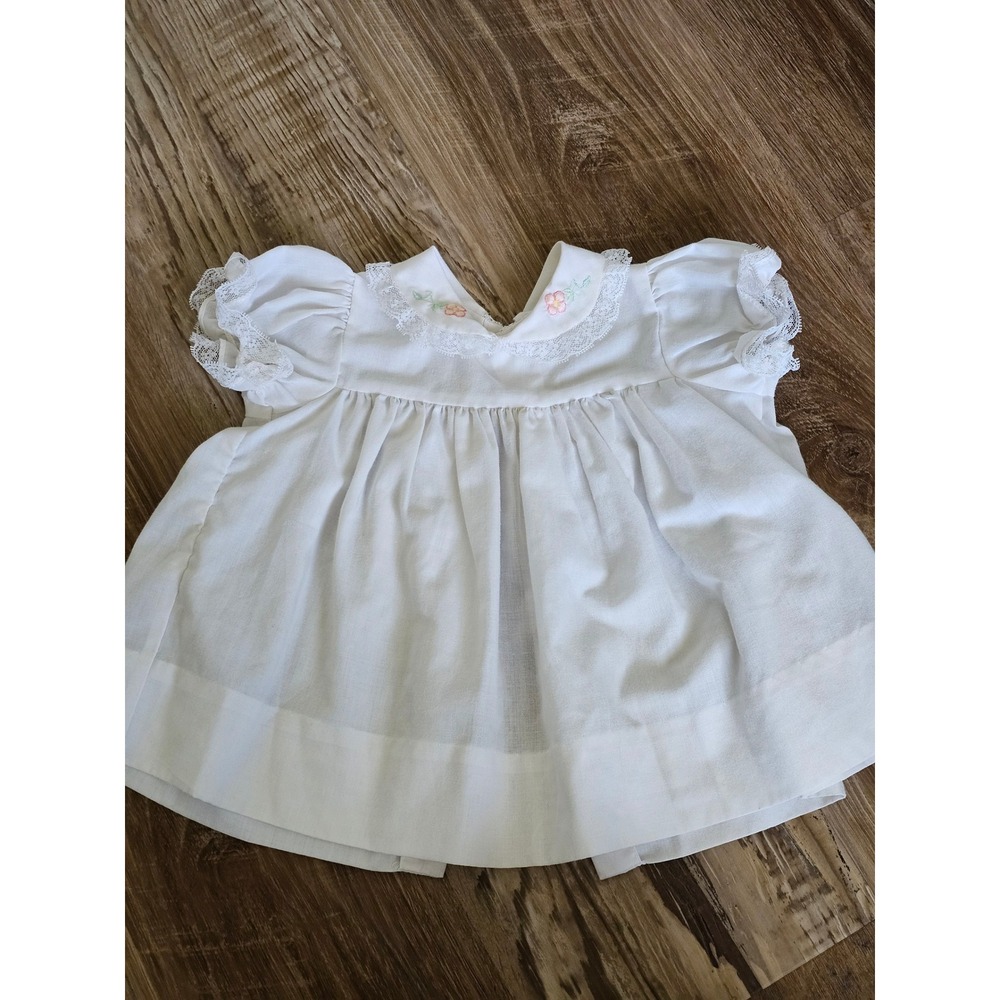 Vintage Baby Togs White‎ Embroidered Lace Peter Pan Collar Dress Infant Girls